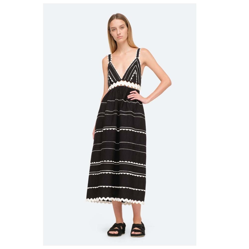 Sea New York  Black Ryleigh Ric Rac Sleeveless Dress Size 6 - Picture 4 of 13